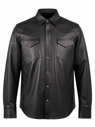 Black leather overshirt