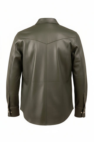Green leather jacket on a white background
