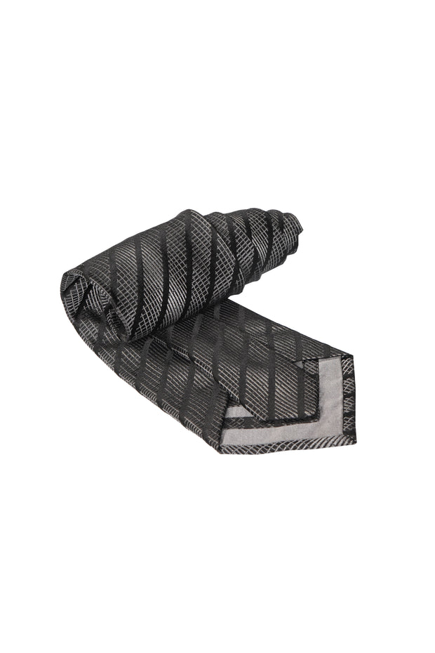 Zilli Box Check-Diagonal Stripe Silk Tie