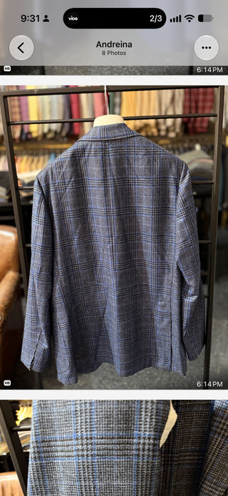 Sartorio Navy Glen Check Virgin Wool-Silk-Linen Sport Jacket