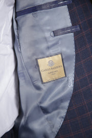 Carlo Barbera Super 140s Dark Blue Checked Wool Suit