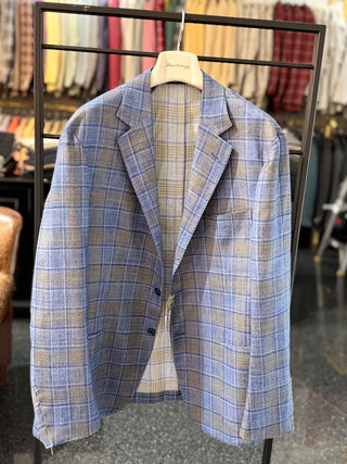 Sartorio Windowpane Virgin Wool-Silk-Linen Sport Jacket