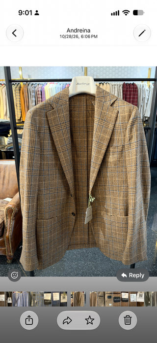 Sartorio Glen Check Virgin Wool-Silk-Linen Sport Jacket