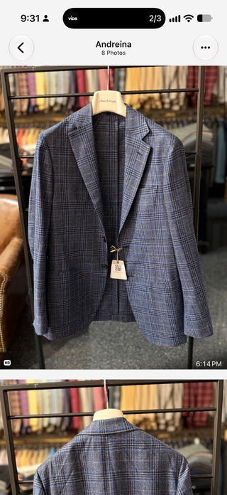 Sartorio Navy Glen Check Virgin Wool-Silk-Linen Sport Jacket