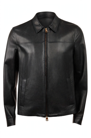 Kired Juan Lambskin Leather Zip-Up Jacket — Black
