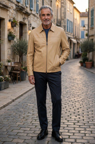 Kired Juan Lambskin Leather Zip-Up Jacket – Peach