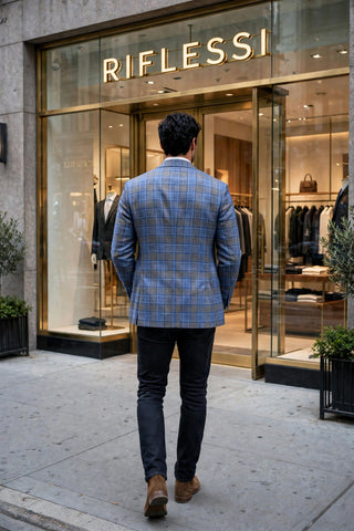 Sartorio Windowpane Virgin Wool-Silk-Linen Sport Jacket