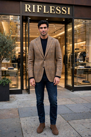 Sartorio Glen Check Virgin Wool-Silk-Linen Sport Jacket