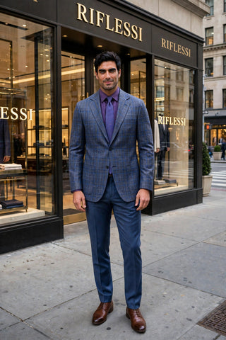 Sartorio Navy Glen Check Virgin Wool-Silk-Linen Sport Jacket