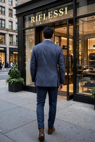 Sartorio Navy Glen Check Virgin Wool-Silk-Linen Sport Jacket