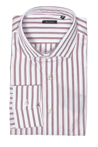 Sartorio White Striped Cotton Shirt