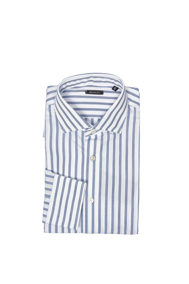 Sartorio Napoli  by KITON White/Blue Striped Shirt