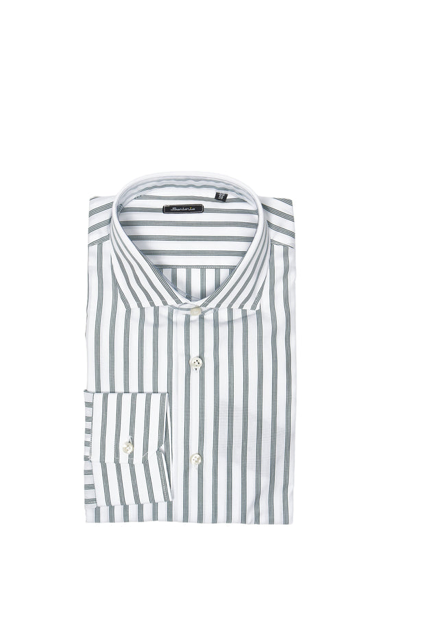 Sartorio Napoli by KITON White/Green Striped Shirt