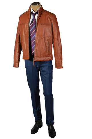Eleventy Brown Leather Jacket
