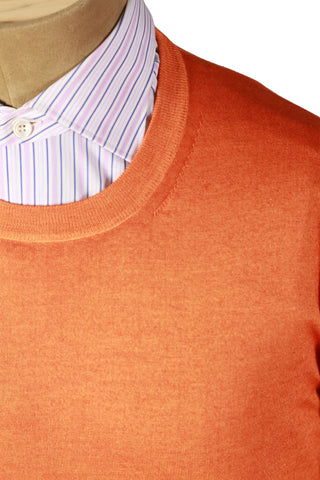 Fedeli Orange Cashmere-Silk Crewneck Sweater