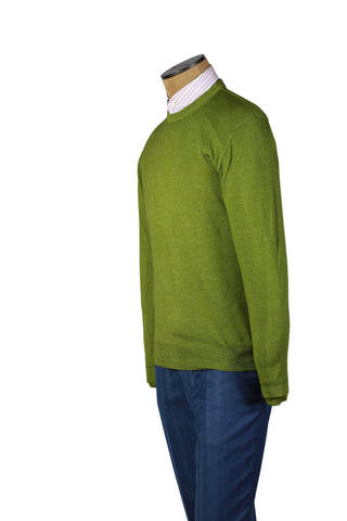Fedeli Olive-Green Wool Crewneck Sweater
