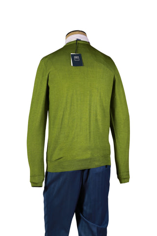Fedeli Olive-Green Wool Crewneck Sweater