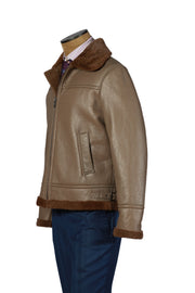 HETTABRETZ Leather Shearling Aviator Jacket