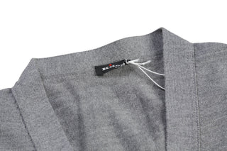 Kiton Grey Solid Wool V-Neck Sweater