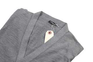 Kiton Grey Solid Wool V-Neck Sweater