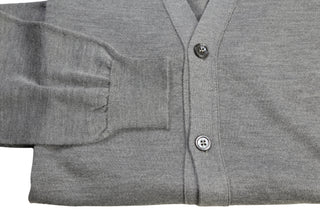 Kiton Grey Solid Wool V-Neck Sweater