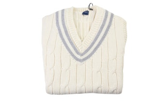 Fedeli Cream/ Light-Blue Cashmere Sweater Vest