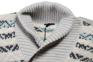 Manrico Light-Grey Striped Patern Cashmere Sweater