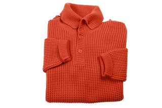 Manrico Orange Quarter Button Cashmere Sweater