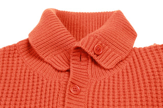 Manrico Orange Quarter Button Cashmere Sweater