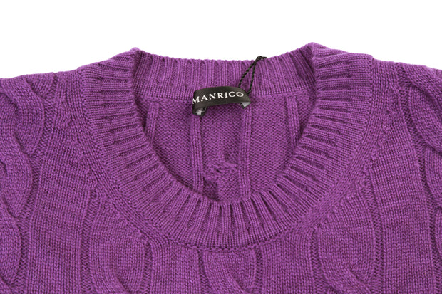 Manrico Cashmere Purple Crewneck Sweater