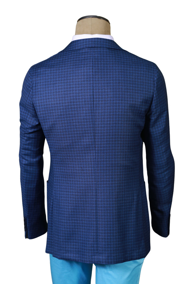 Fiore Di Napoli Blue Box Checked Wool Sport Jacket