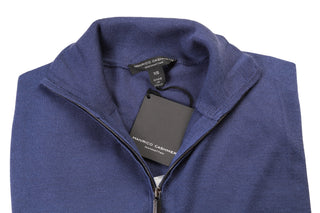 Manrico Blue Zip-Up Cashmere Sweater