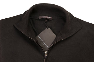 Manrico Black Solid Zip-up Cashmere Sweater