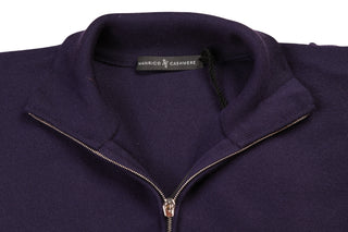 Manrico Dark-Purple Solid Cashmere Zip-up Sweater