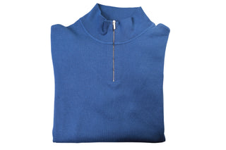 Manrico Light-Blue Solid Cashmere Zip-up Sweater