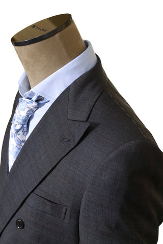 Brioni Dark-Grey Plaid Wool Suit