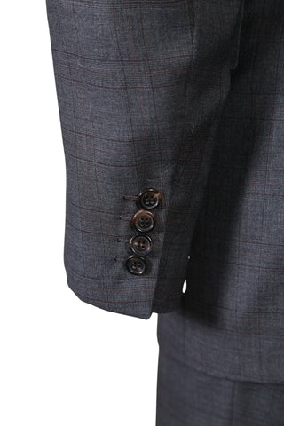 Brioni Grey Double Breasted Checked Wool Suit