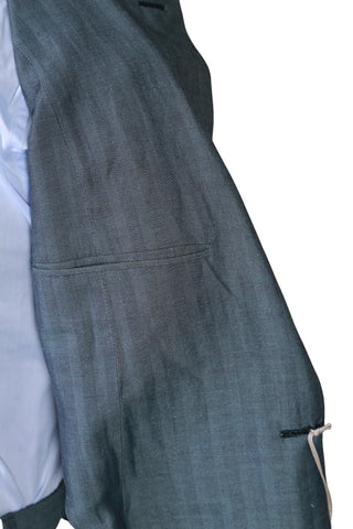 Brioni Dusty Blue Herringbone Linen-Silk Suit