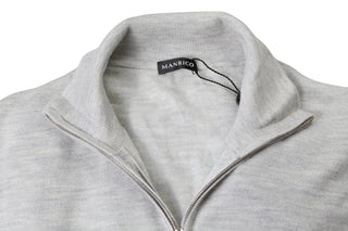 Manrico Light-Grey Solid Cashmere Zip-Up Sweater