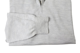 Manrico Light-Grey Solid Cashmere Zip-Up Sweater