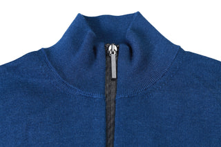 Manrico Dark-Blue Zip-up Cashmere Sweater