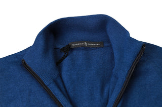 Manrico Dark-Blue Zip-up Cashmere Sweater