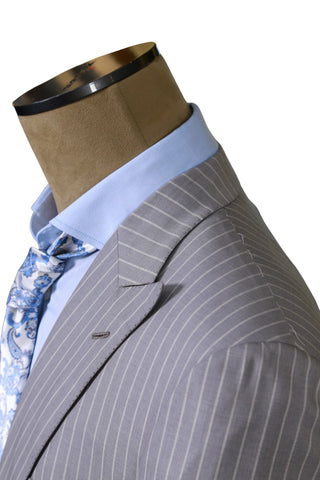 Brioni Light Grey Striped Wool Suit