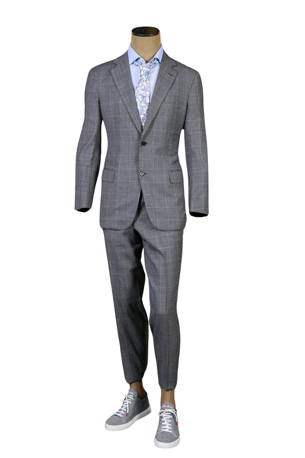 Brioni Plaid Grey Suit