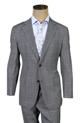 Brioni Grey Windowpane Wool Suit