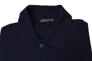 Manrico Blue  Long Sleeve Cashmere Polo