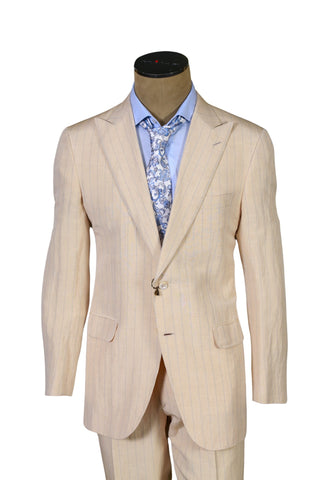 Brioni Cream Silk-Linen Striped Suit