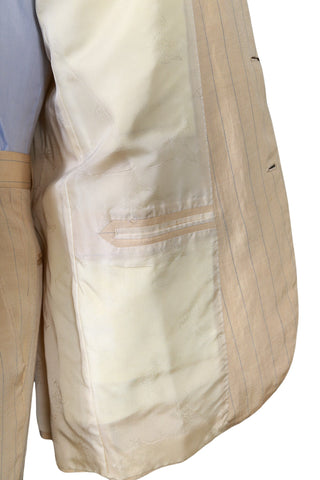 Brioni Cream Silk-Linen Striped Suit
