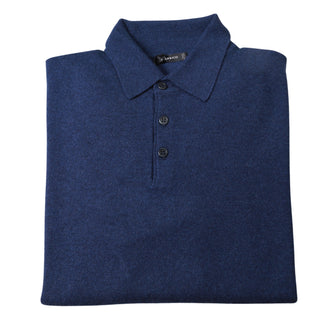 Manrico Blue  Long Sleeve Cashmere Polo