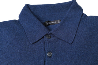 Manrico Blue  Long Sleeve Cashmere Polo